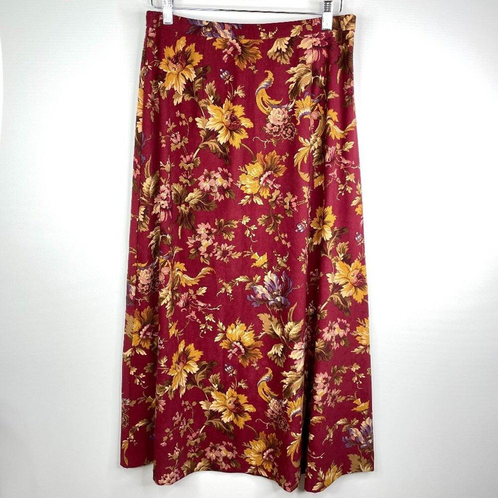 Chadwicks Red Floral Soft Maxi Skirt 12